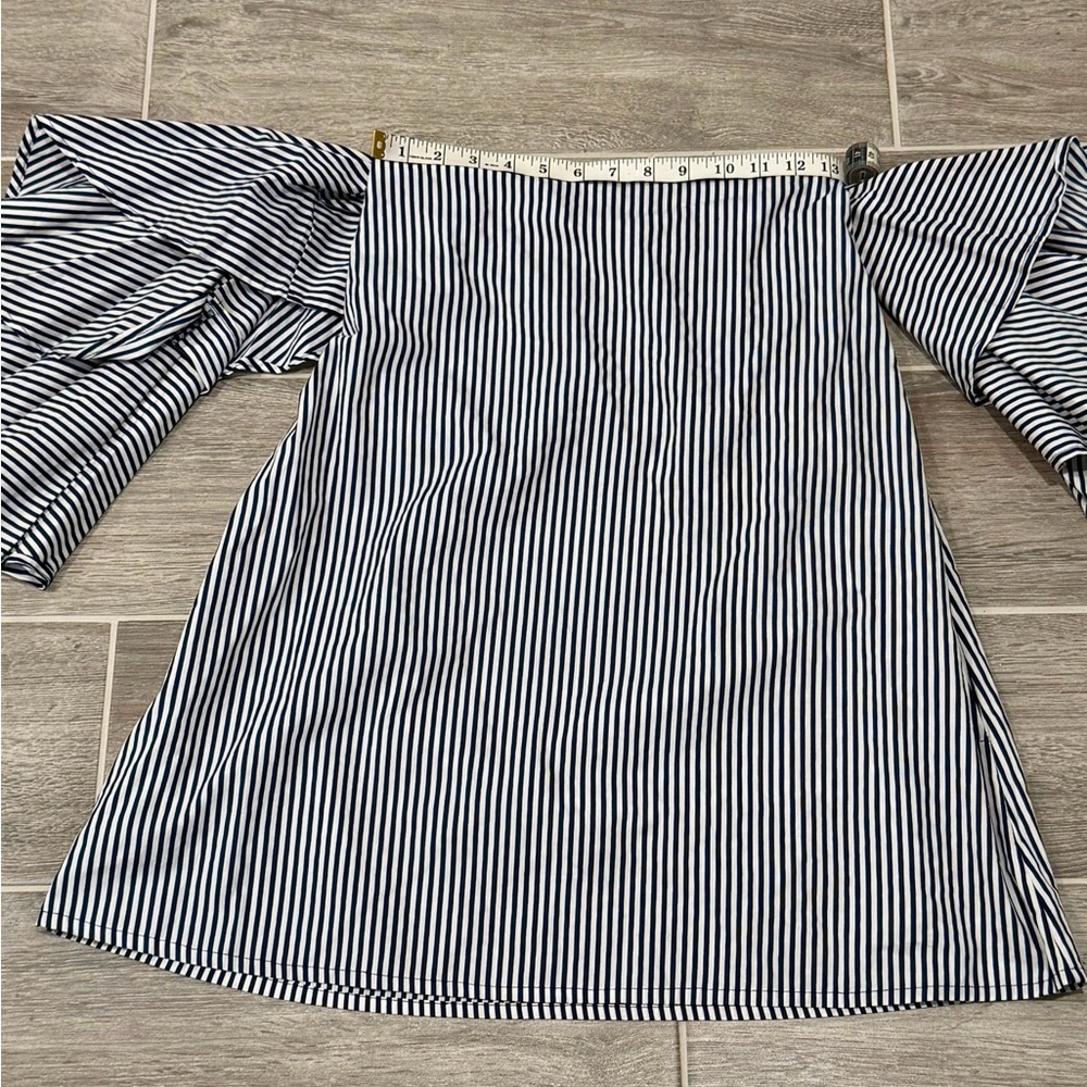 NWT! FAITHFULL THE BRAND Phi Phi Navy Soho Stripe Print Ruffle Mini Dress Size 2 - Picture 11 of 16